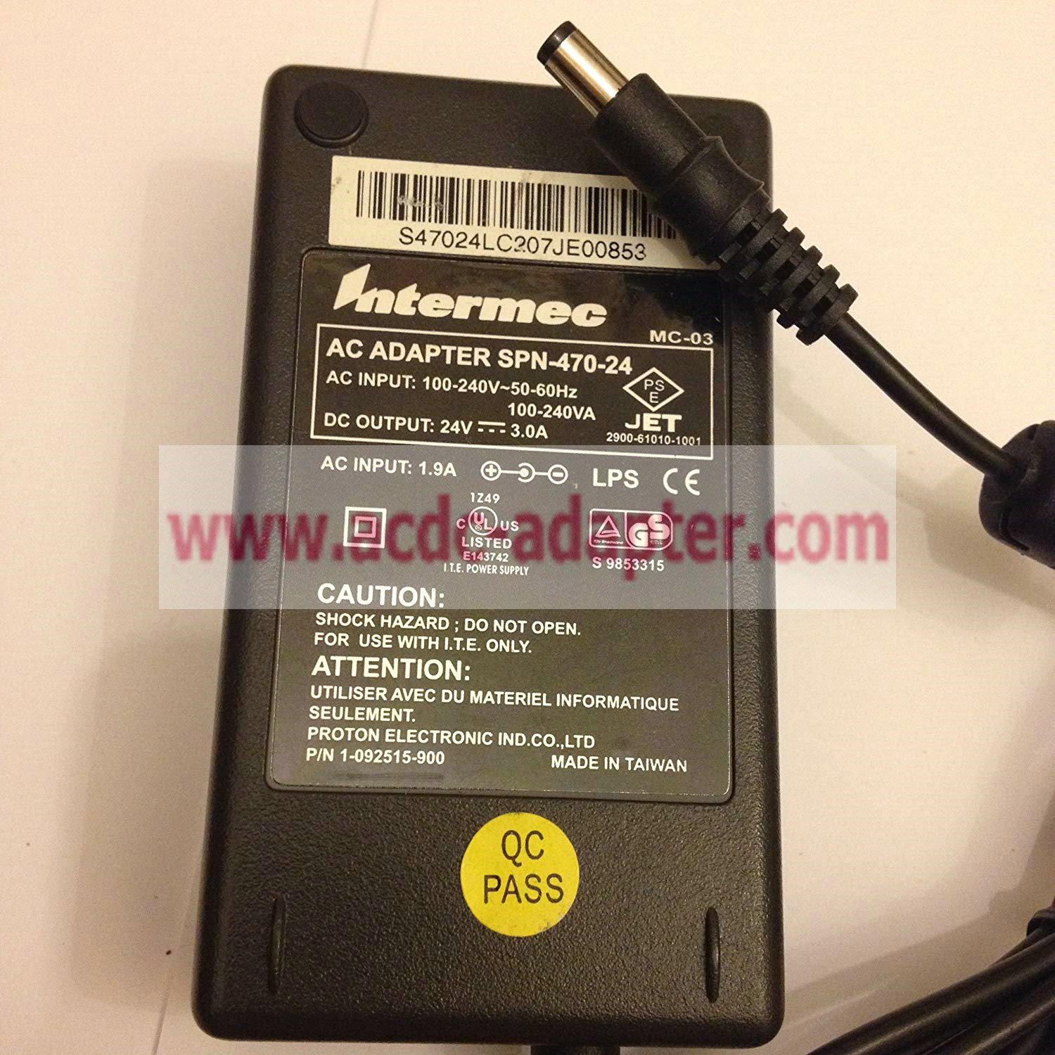 New 24V 3.0A Intermec SPN-470-24 AC Adapter MC-03 Power Supply 5.5MM X 2.5MM TIP - Click Image to Close